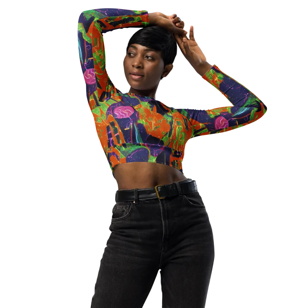 Starlit Static on Long Sleeve Crop Top — Front