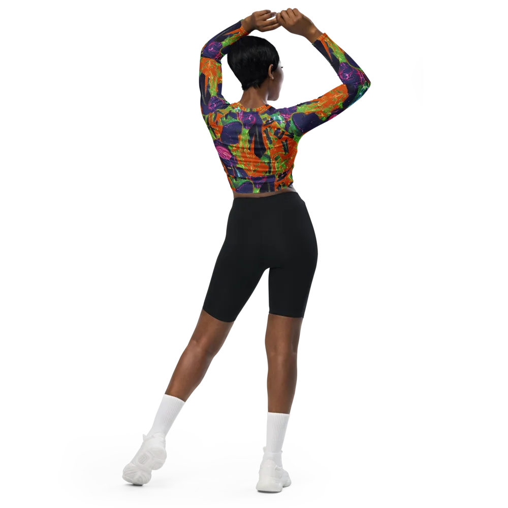 Starlit Static on Long Sleeve Crop Top — Back