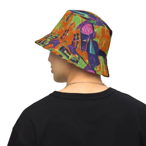 Starlit Static on a Reversible Bucket Hat