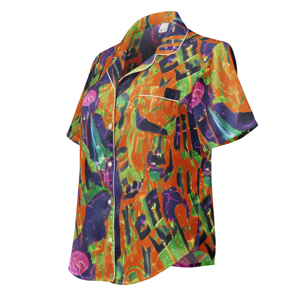 Starlit Static on Women's Short Sleeve Pajama Top — Left Front