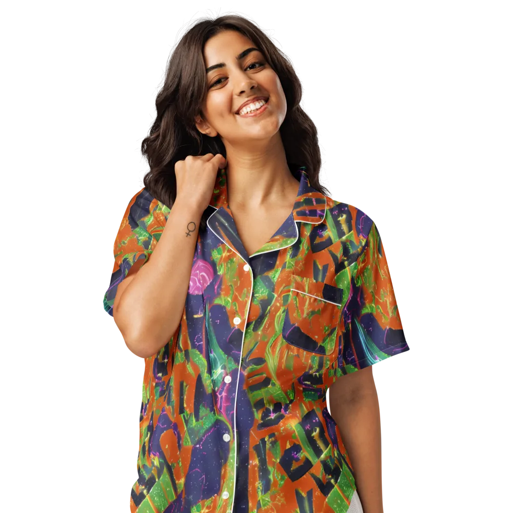 Starlit Static on Women's Short Sleeve Pajama Top — Front