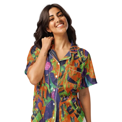 Starlit Static on a Women's Short Sleeve Pajama Top