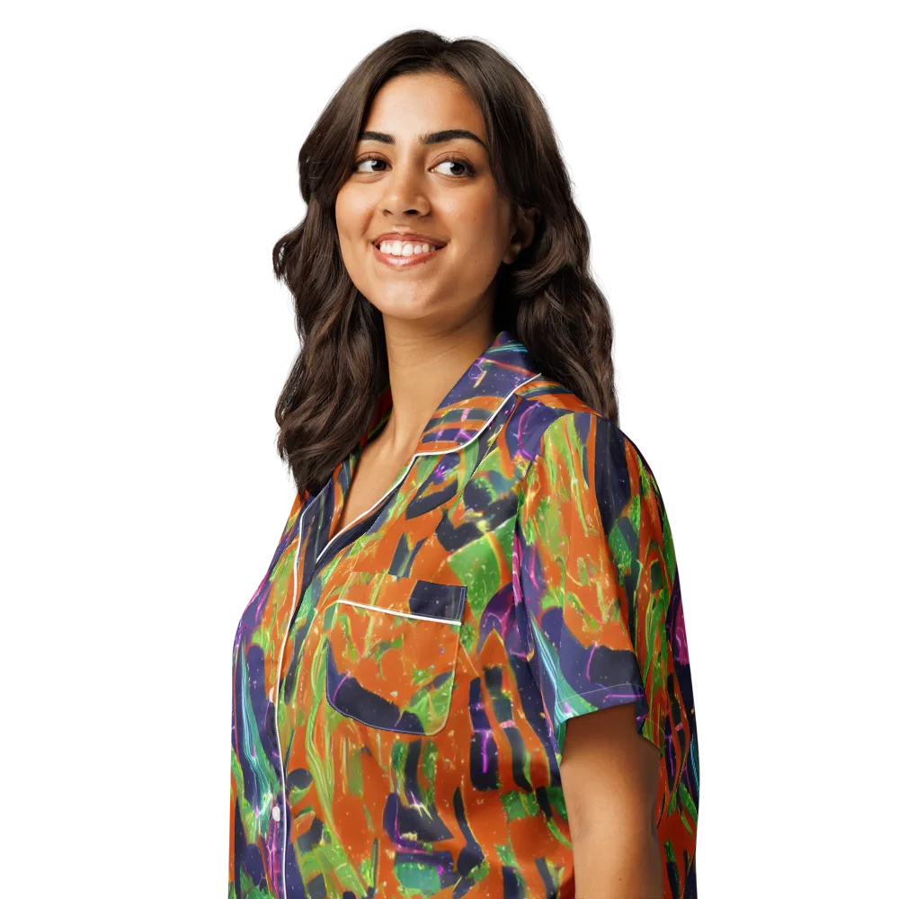 Starlit Static on Women's Short Sleeve Pajama Top — Left Front