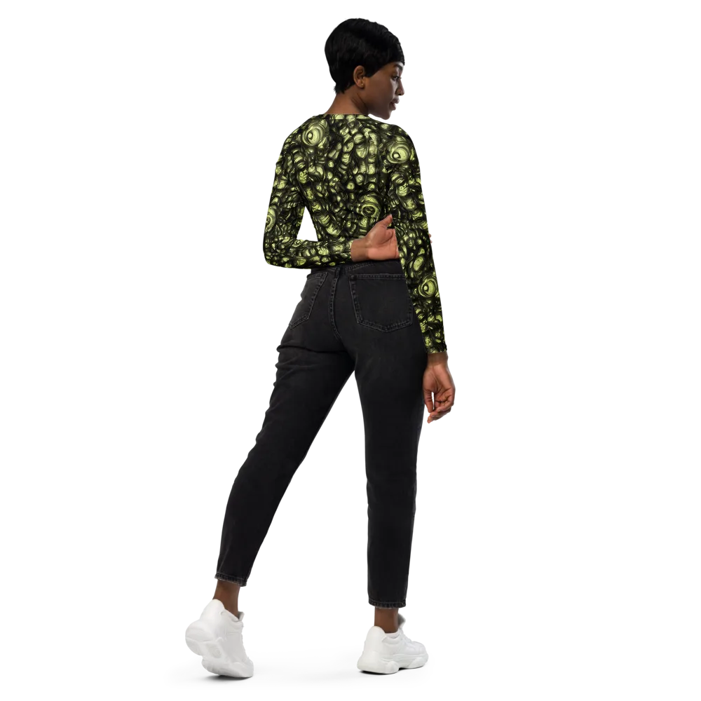 Mossfire on Long Sleeve Crop Top — Right Back