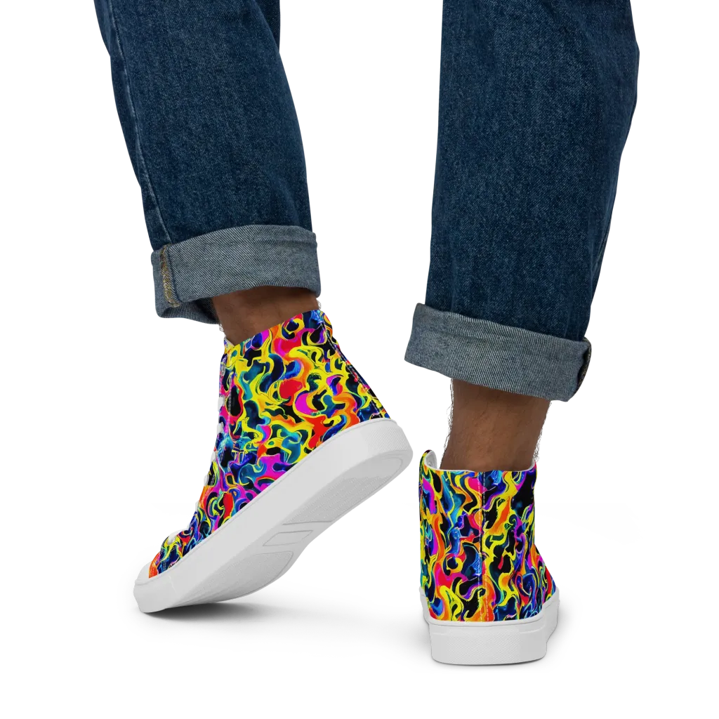 Afterglow Rapture on Men's High Top Canvas Shoes — Back
