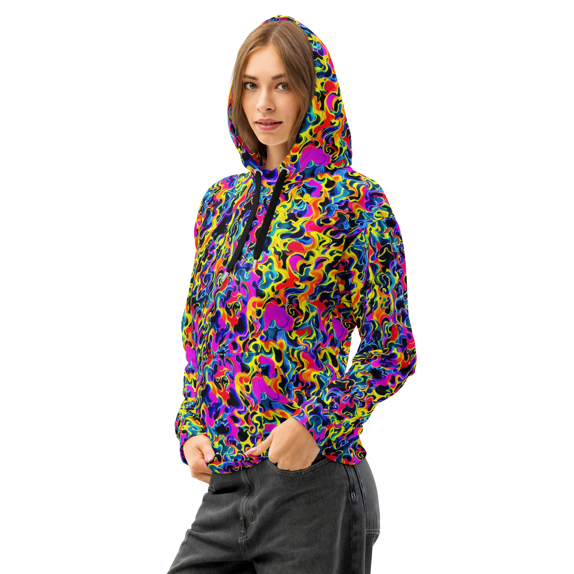 Afterglow Rapture on Cotton Hoodie — Left Front