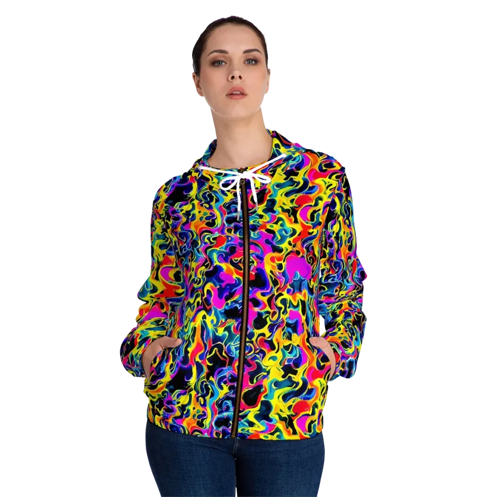 Afterglow Rapture on Women's Full-Zip Hoodie — Front On Person