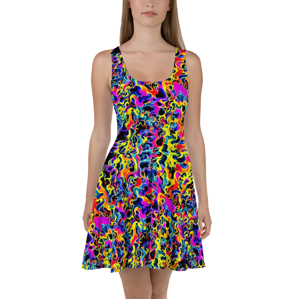 Afterglow Rapture on Skater Dress — Front