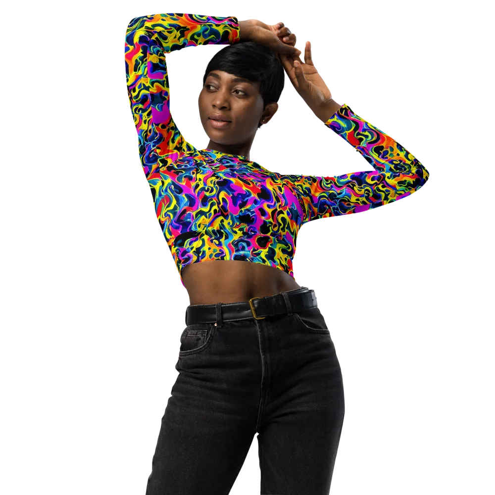 Afterglow Rapture on Long Sleeve Crop Top — Front