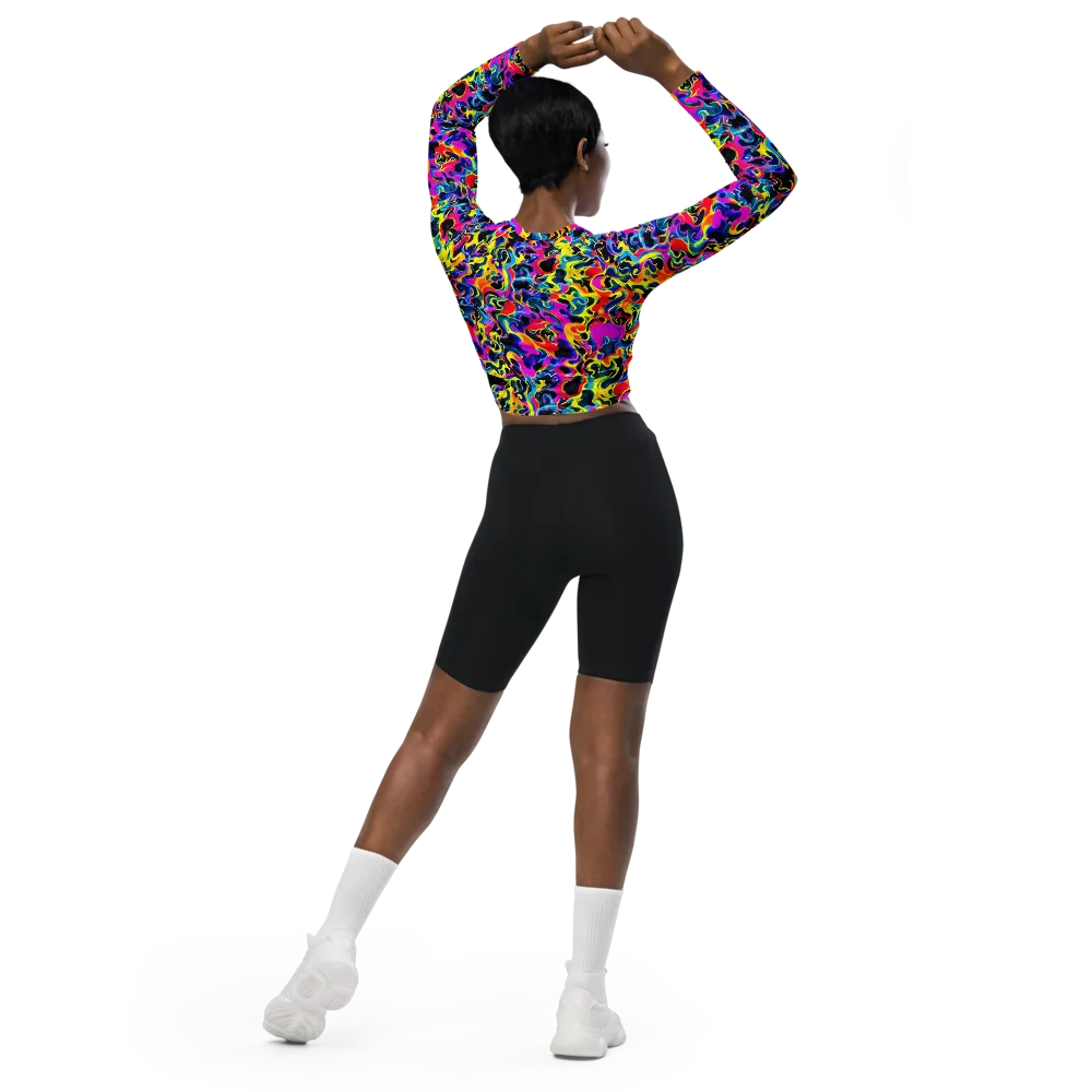Afterglow Rapture on Long Sleeve Crop Top — Back