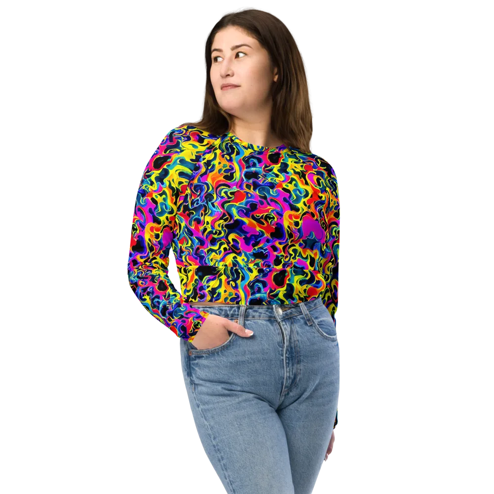 Afterglow Rapture on Long Sleeve Crop Top — Front