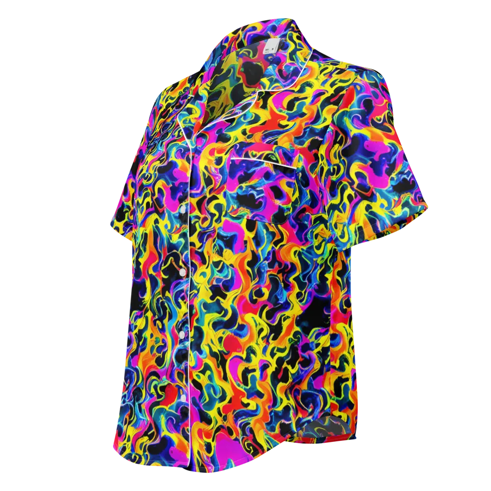 Afterglow Rapture on Women's Short Sleeve Pajama Top — Left Front