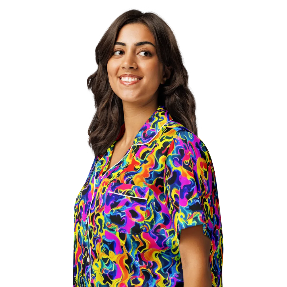 Afterglow Rapture on Women's Short Sleeve Pajama Top — Left Front