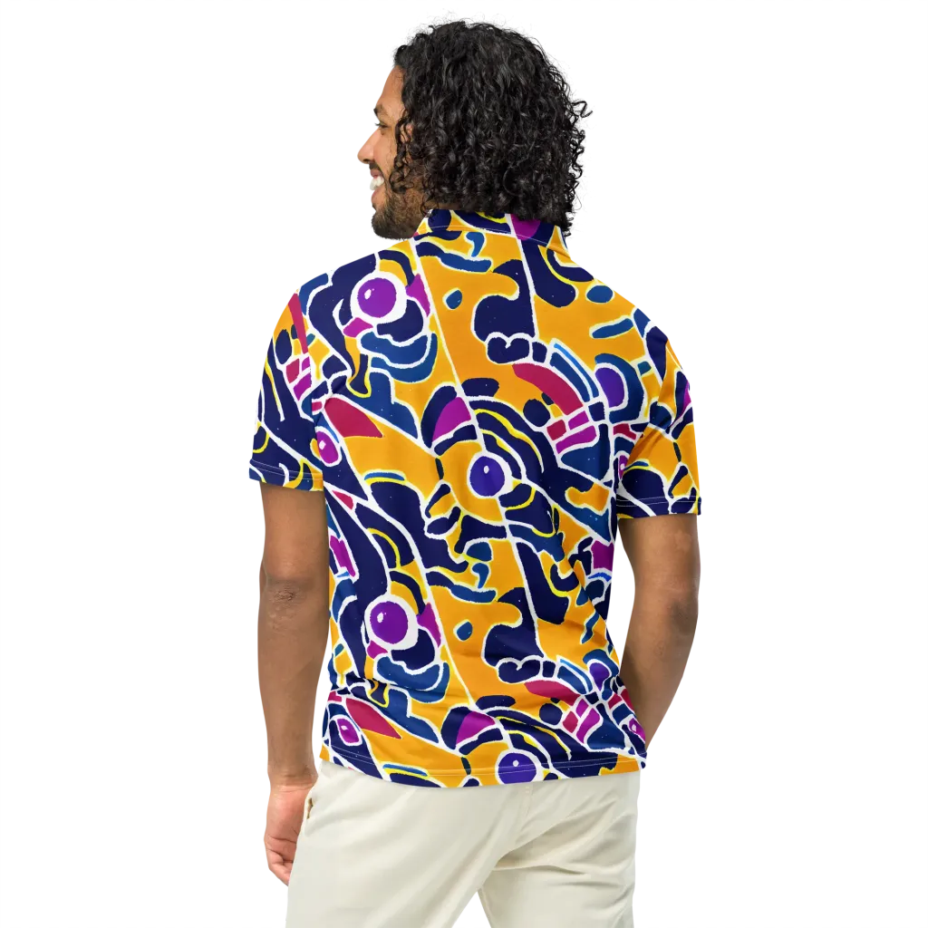 Magma Maze on Men's Slim Fit Polo Shirt — Back