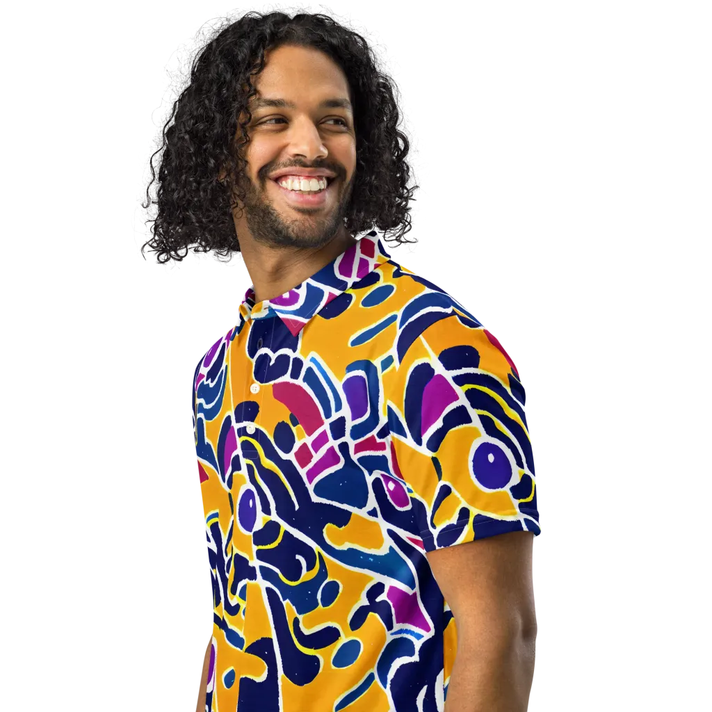 Magma Maze on Men's Slim Fit Polo Shirt — Left Front