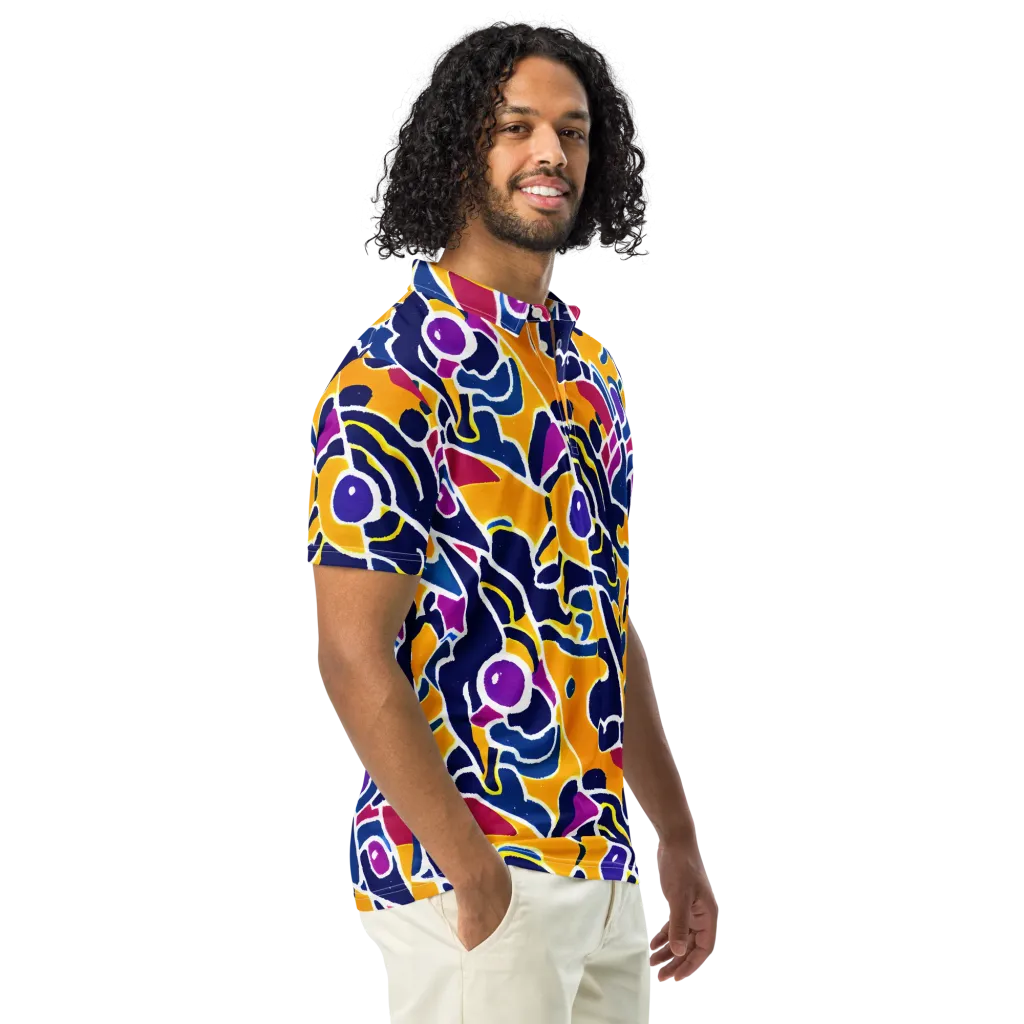 Magma Maze on Men's Slim Fit Polo Shirt — Right Front