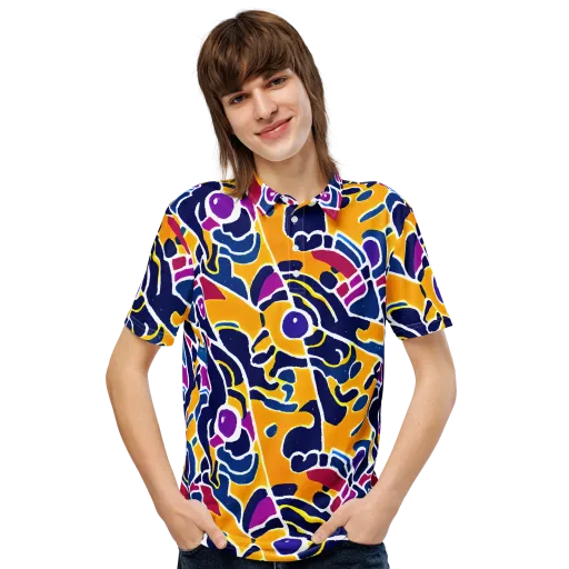 Magma Maze on a Men's Slim Fit Polo Shirt