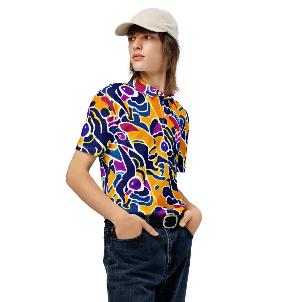 Magma Maze on Men's Slim Fit Polo Shirt — Right Front