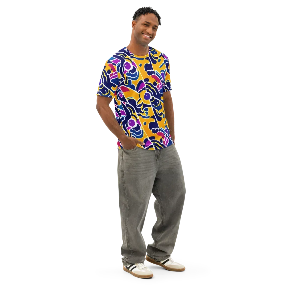 Magma Maze on Men's Cotton Crew Neck T-Shirt — Right Front