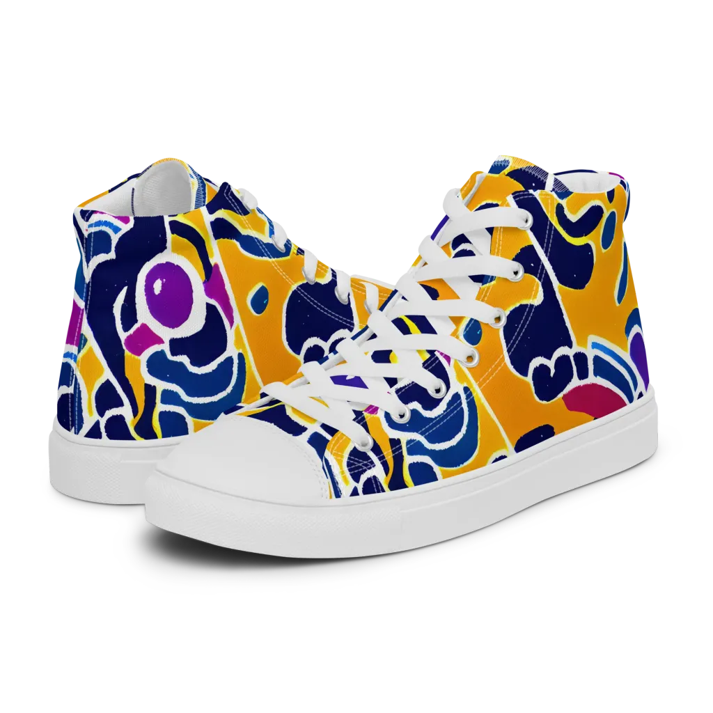 Magma Maze on Men's High Top Canvas Shoes — Left