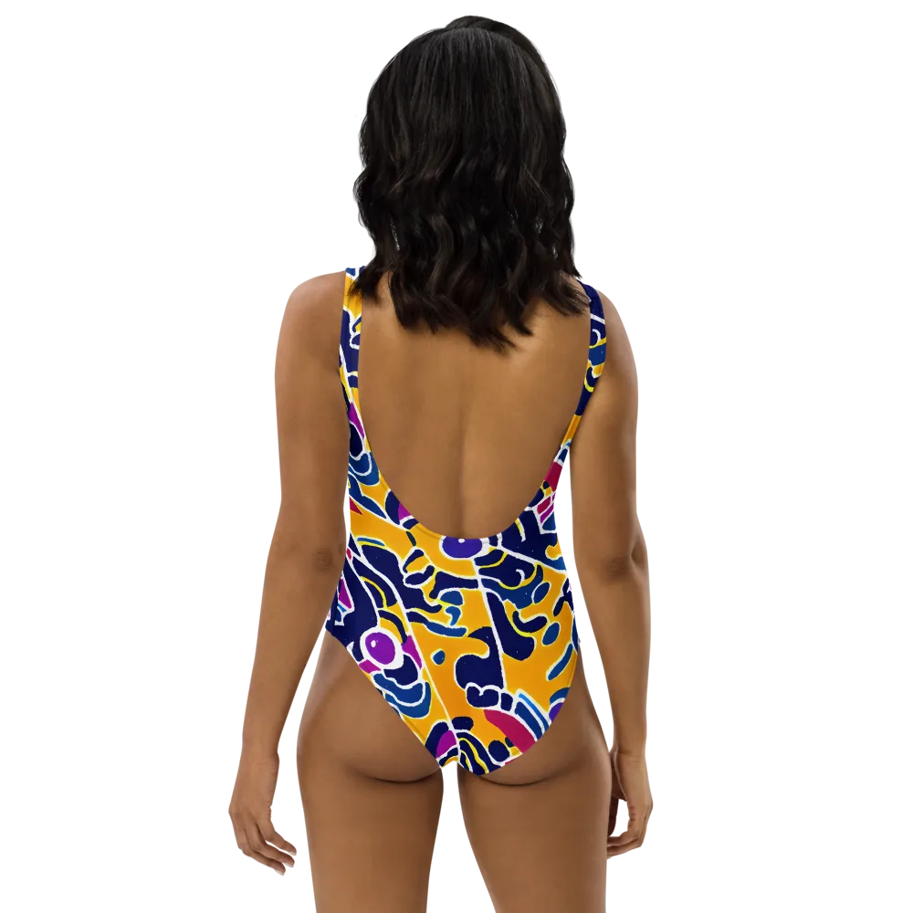 Magma Maze on One-Piece Swimsuit — Back