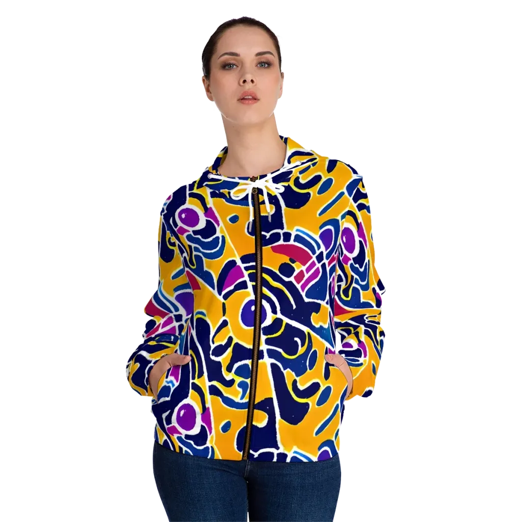 Magma Maze on Women's Full-Zip Hoodie — Front On Person