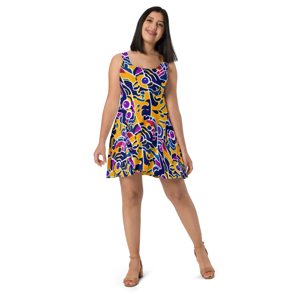 Magma Maze on Skater Dress — Front