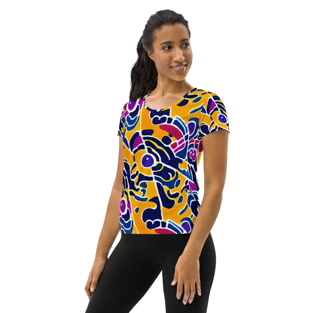 Magma Maze on Women's Athletic T-Shirt — Left