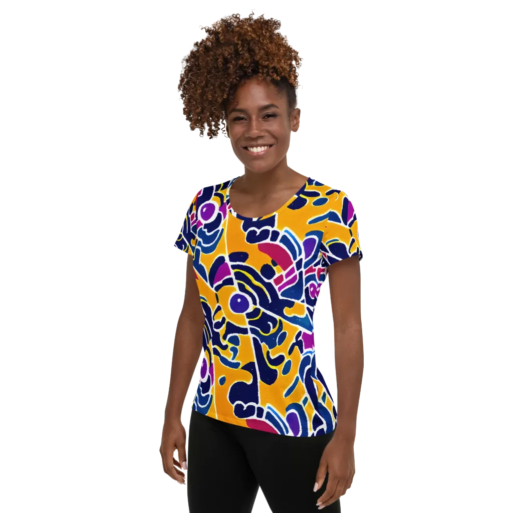 Magma Maze on Women's Athletic T-Shirt — Left