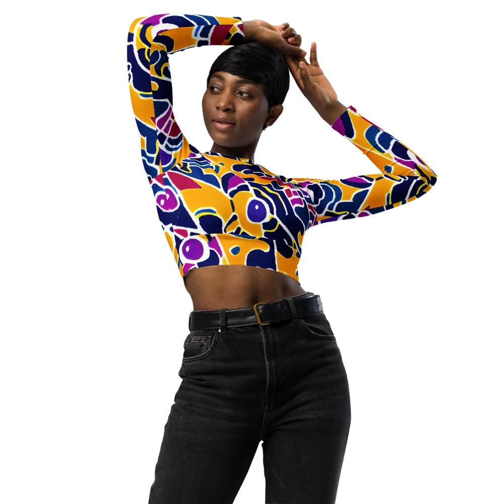 Magma Maze on Long Sleeve Crop Top — Front