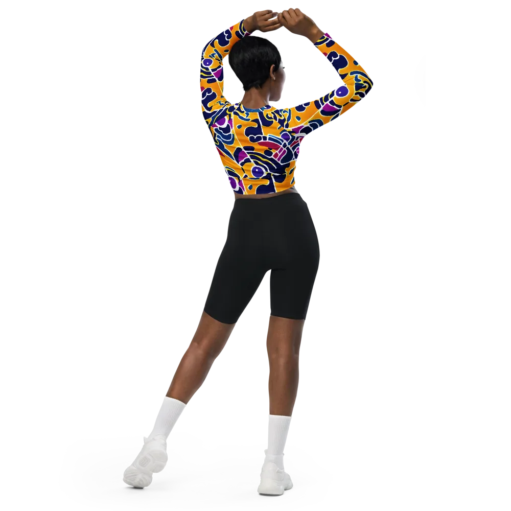 Magma Maze on Long Sleeve Crop Top — Back