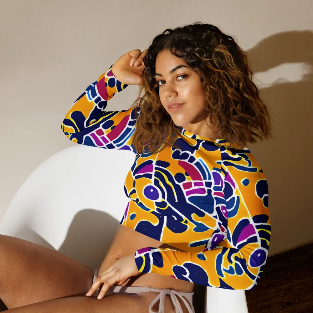 Magma Maze on Long Sleeve Crop Top — Left Front