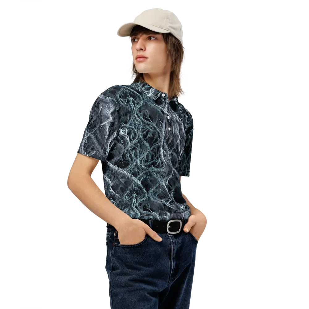 Thornbound Night on Men's Slim Fit Polo Shirt — Right Front