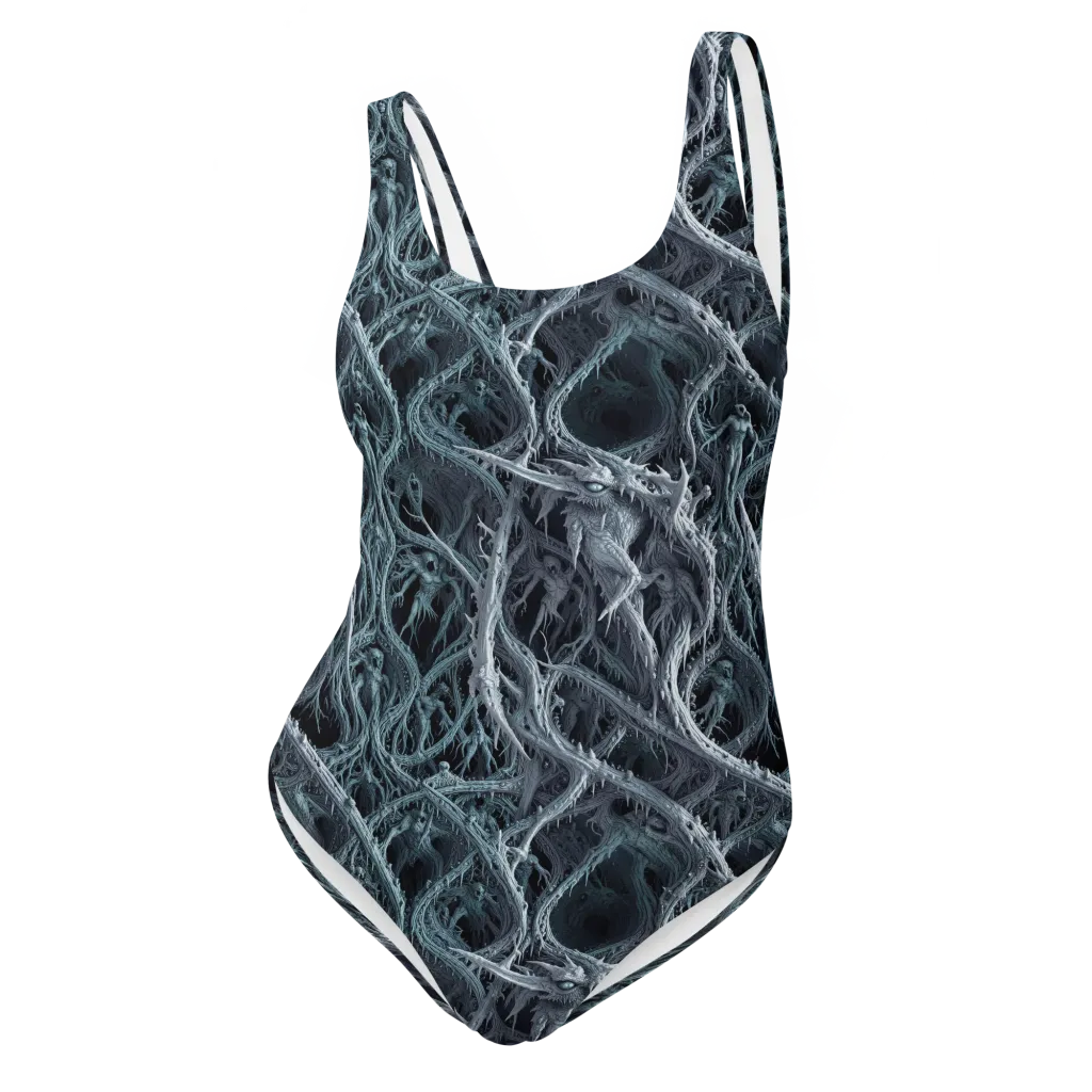 Thornbound Night on One-Piece Swimsuit — Front