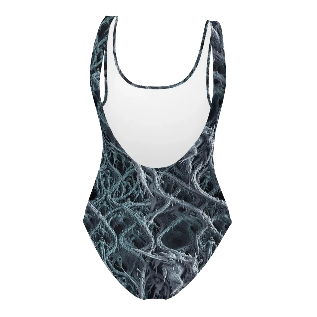 Thornbound Night on One-Piece Swimsuit — Back