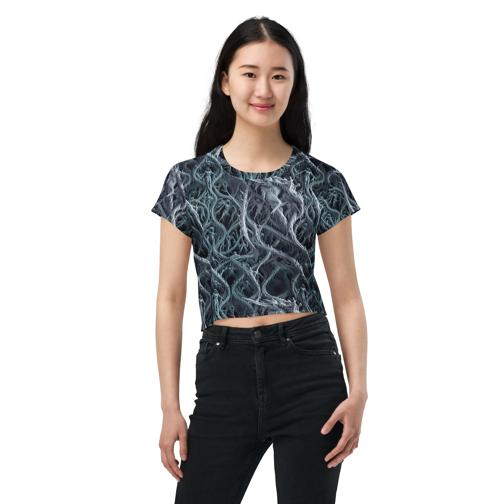 Thornbound Night on Crop Tee — Front