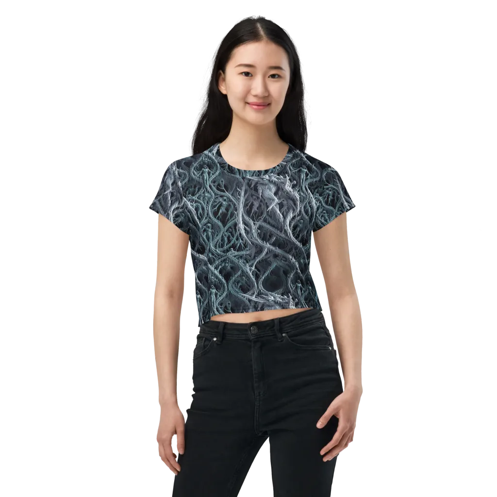 Thornbound Night on Crop Tee — Front