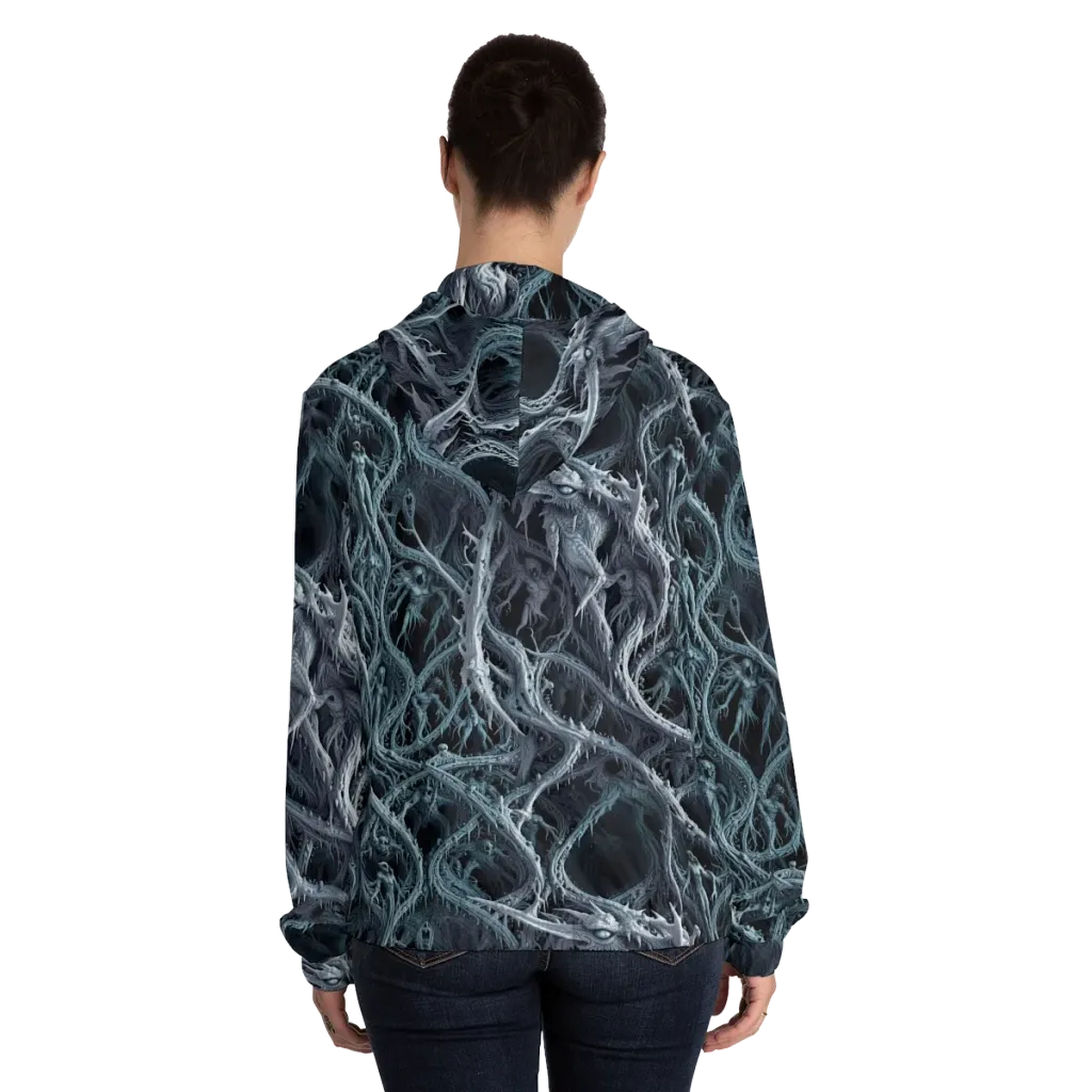 Thornbound Night on Women's Full-Zip Hoodie — Back On Person