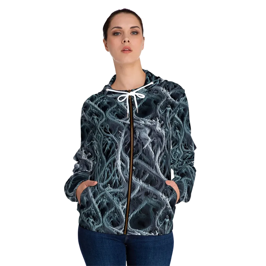 Thornbound Night on Women's Full-Zip Hoodie — Front On Person