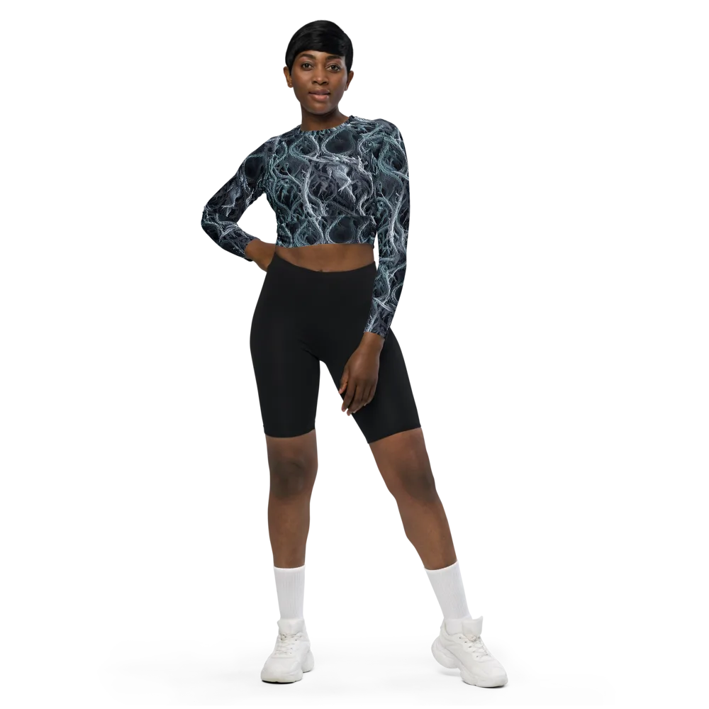 Thornbound Night on Long Sleeve Crop Top — Front