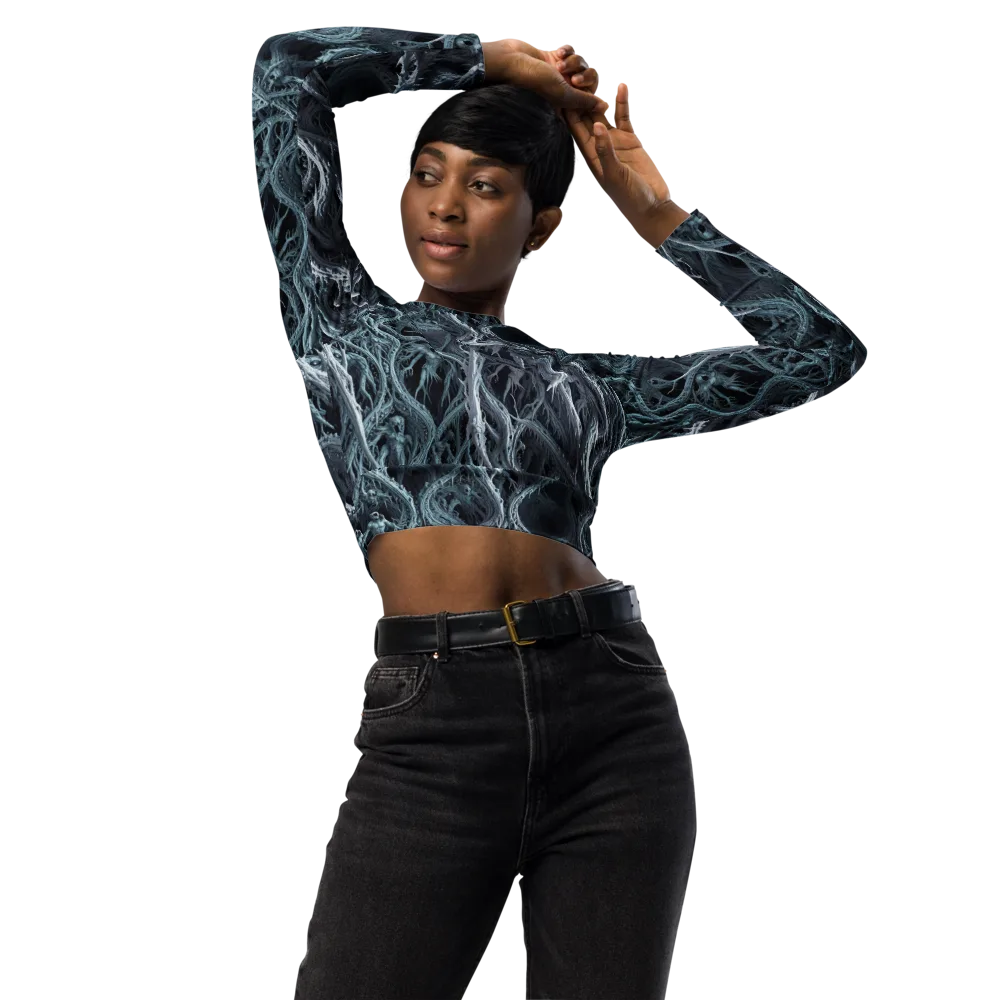 Thornbound Night on Long Sleeve Crop Top — Front