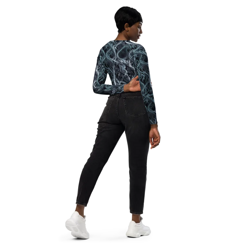 Thornbound Night on Long Sleeve Crop Top — Right Back