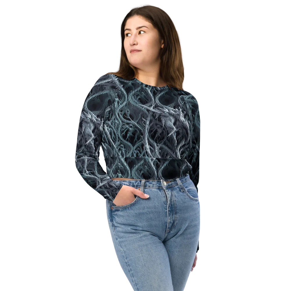 Thornbound Night on Long Sleeve Crop Top — Front