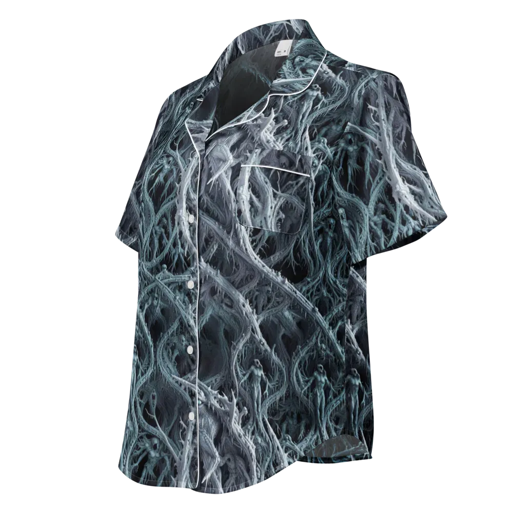 Thornbound Night on Women's Short Sleeve Pajama Top — Left Front