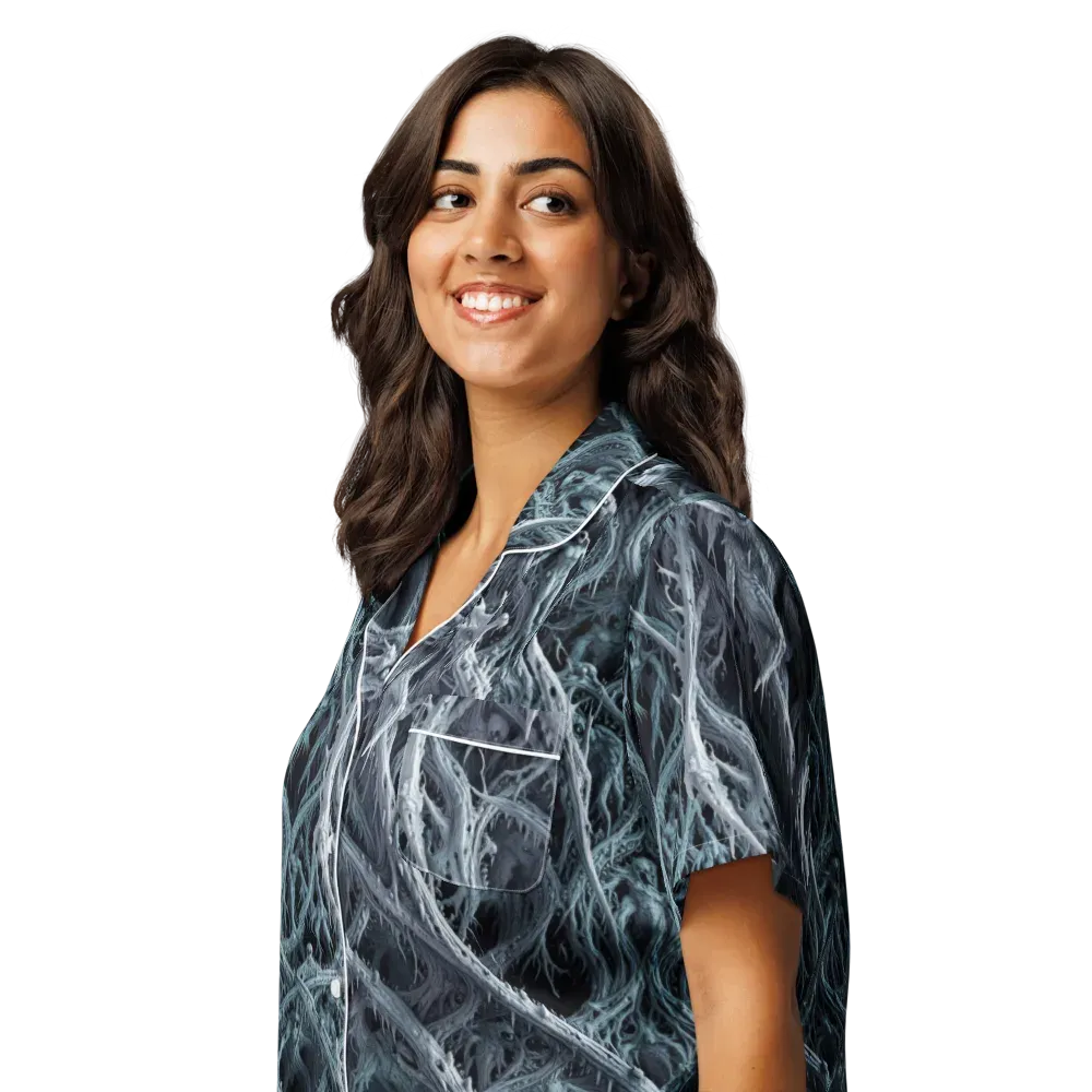Thornbound Night on Women's Short Sleeve Pajama Top — Left Front