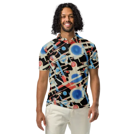Orbit Deco on a Men's Slim Fit Polo Shirt