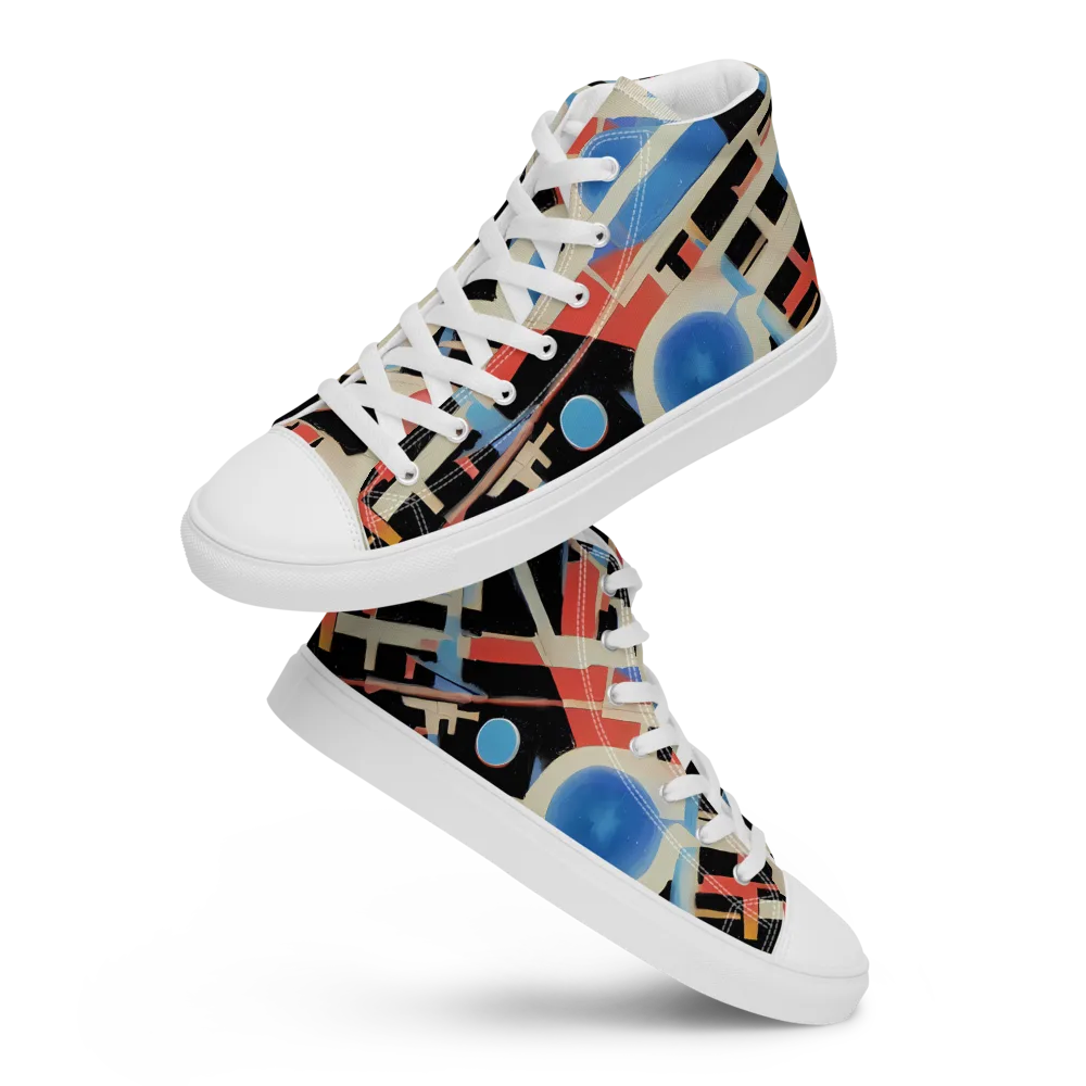 Orbit Deco on Men's High Top Canvas Shoes — Front