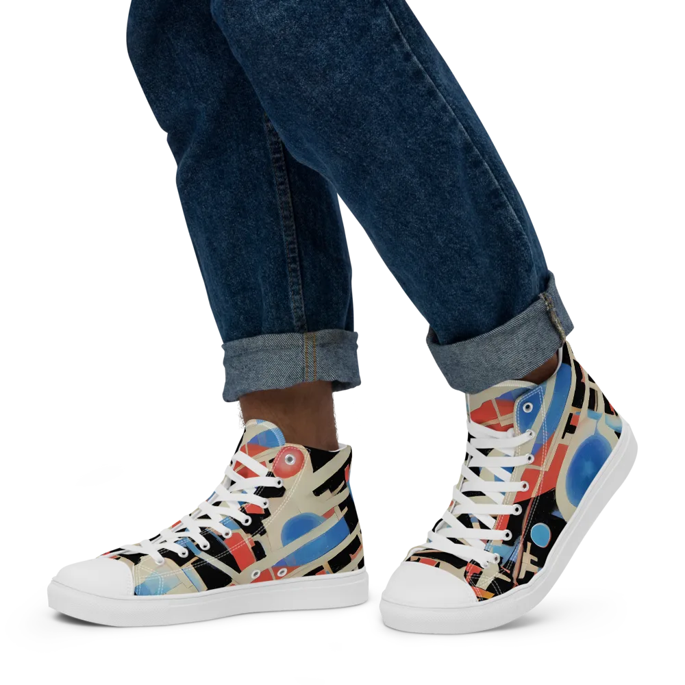 Orbit Deco on Men's High Top Canvas Shoes — Left