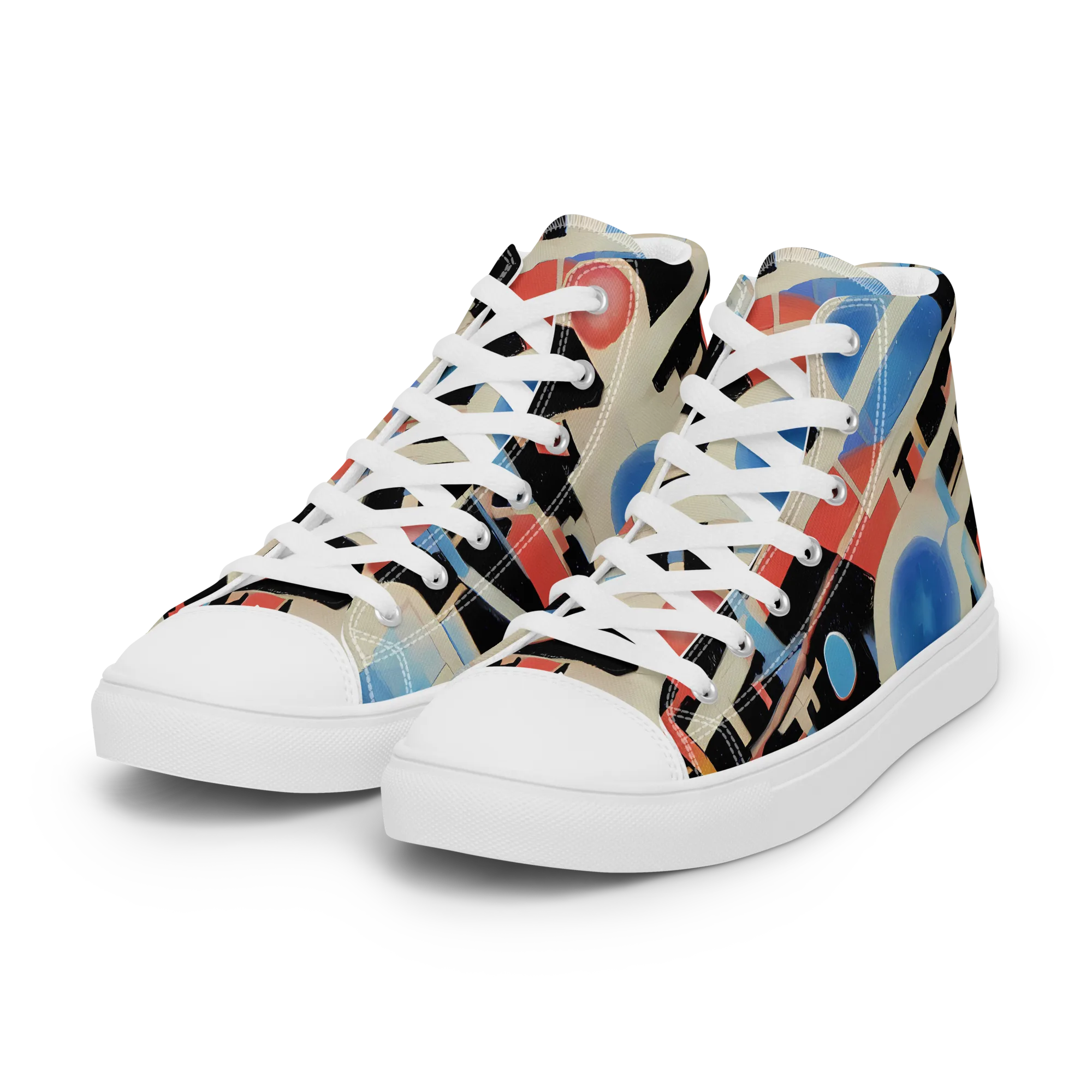 Orbit Deco on Women's High Top Canvas Shoes — Left Front