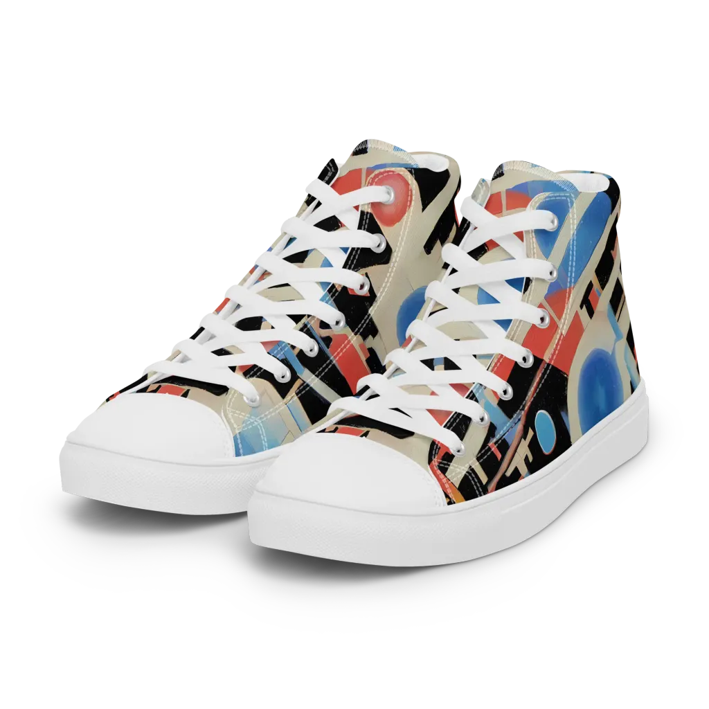 Orbit Deco on Women's High Top Canvas Shoes — Left Front